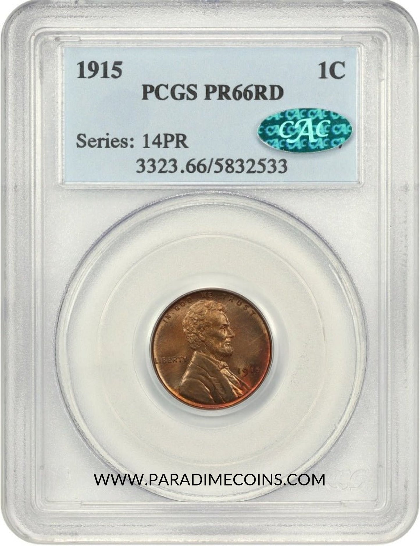 1915 1C PR66RD PCGS CAC - Paradime Coins | PCGS NGC CACG CAC Rare US Numismatic Coins For Sale