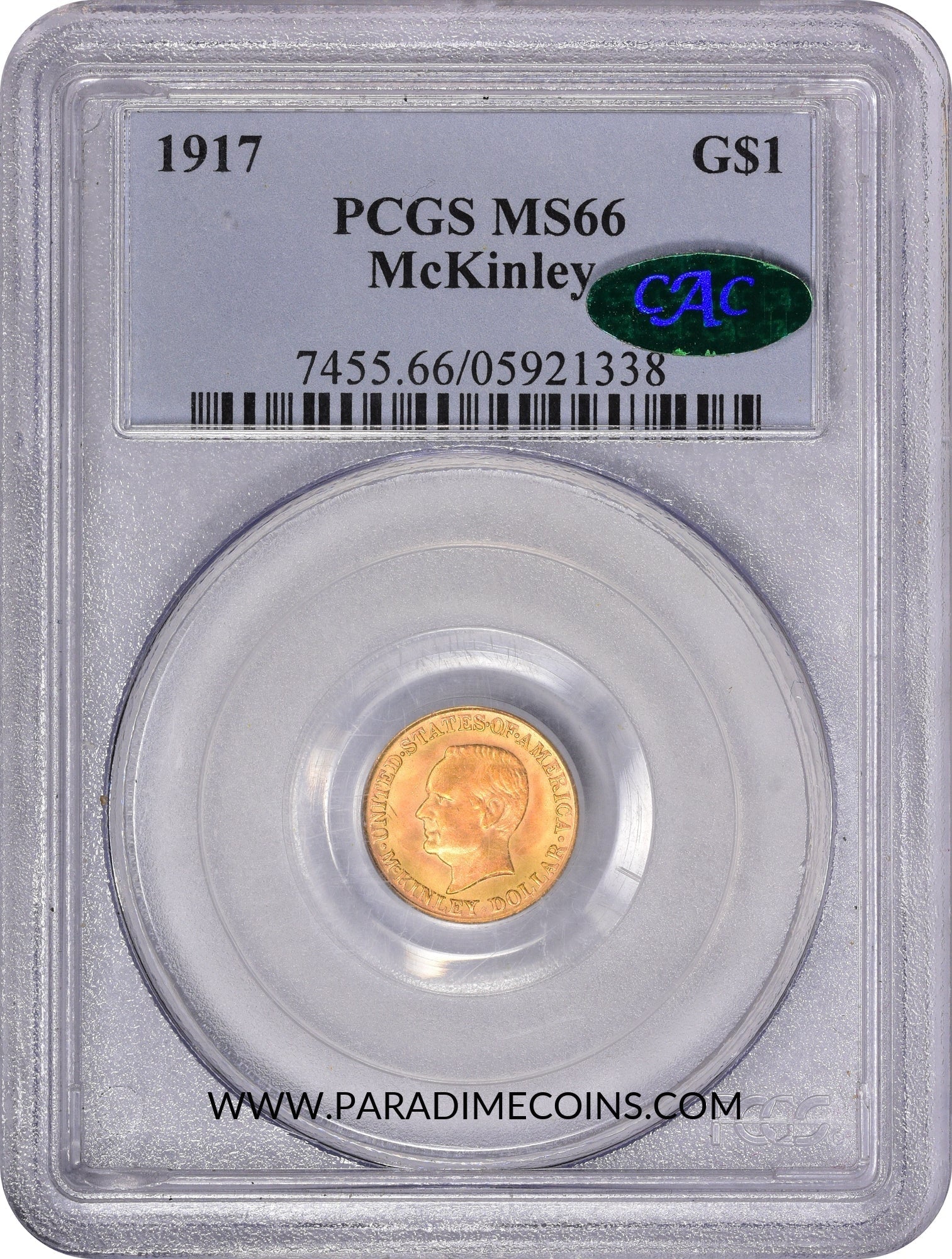 1917 G$1 MCKINLEY MS66 PCGS CAC - Paradime Coins | PCGS NGC CACG CAC Rare US Numismatic Coins For Sale