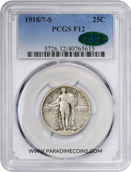 1918/7-S 25C F12 PCGS CAC - Paradime Coins US Coins For Sale