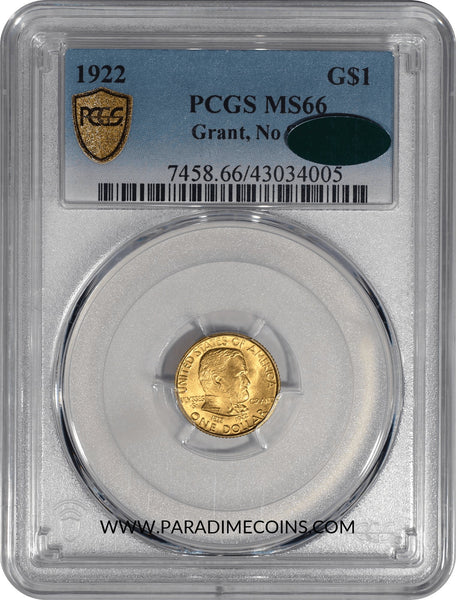 1922 G$1 Grant No Star MS66 PCGS CAC Commemorative - Paradime Coins | PCGS NGC CACG CAC Rare US Numismatic Coins For Sale
