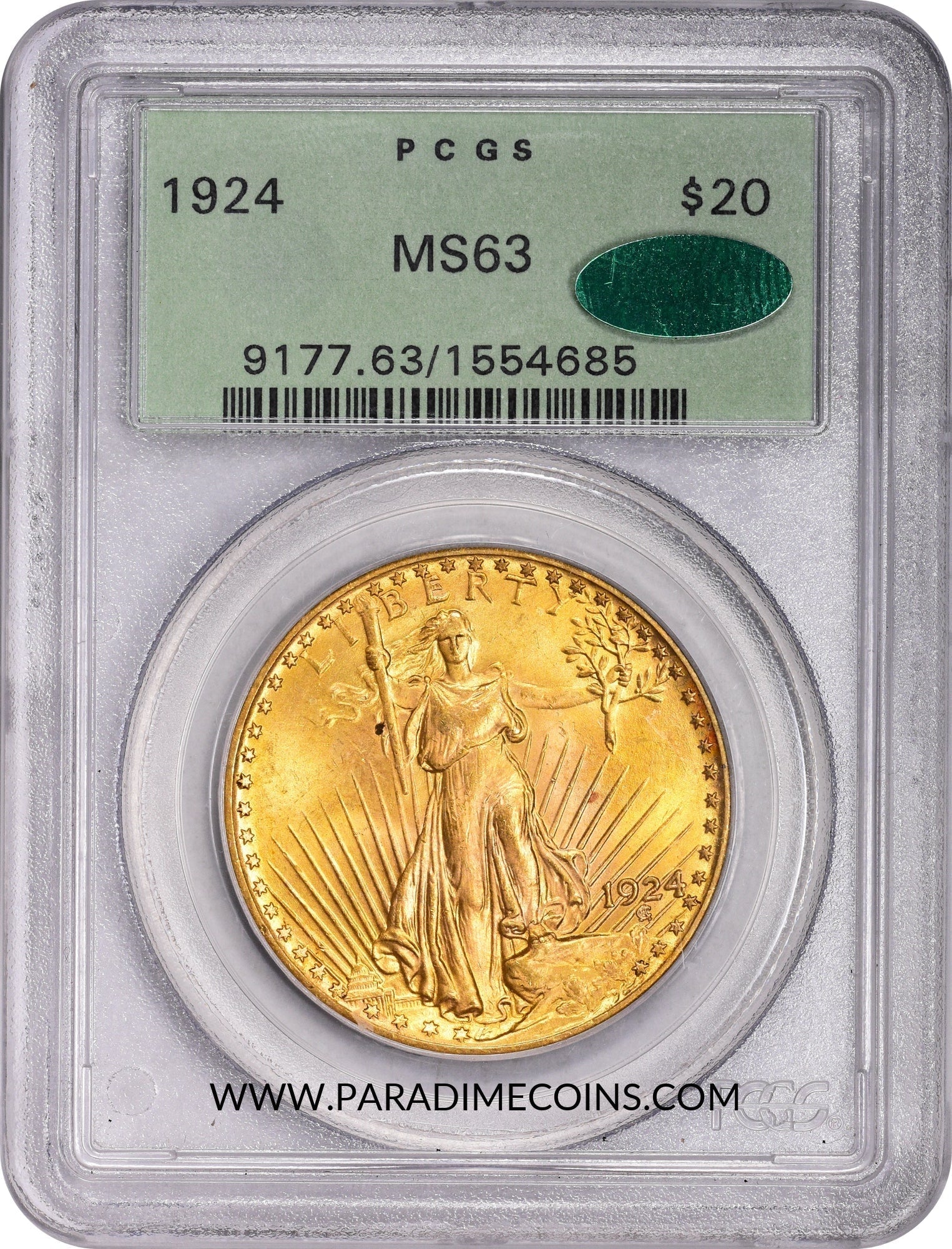 1924 $20 MS63 OGH PCGS CAC - Paradime Coins | PCGS NGC CACG CAC Rare US Numismatic Coins For Sale