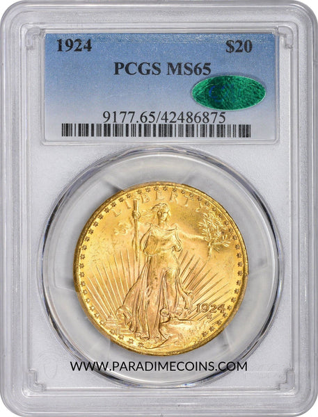 1924 $20 MS65 PCGS CAC - Paradime Coins | PCGS NGC CACG CAC Rare US Numismatic Coins For Sale
