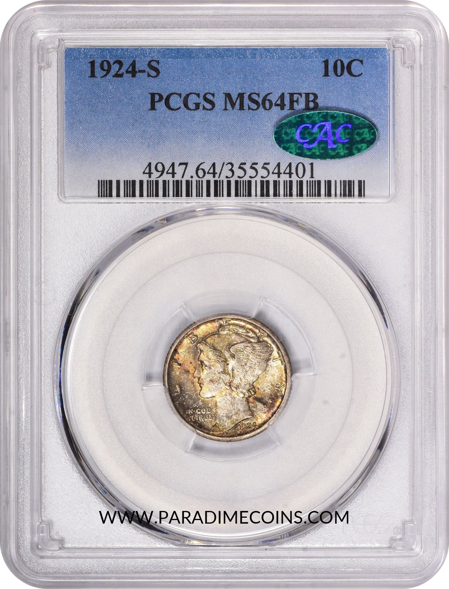 1924-S 10C MS64 FB PCGS CAC - Paradime Coins | PCGS NGC CACG CAC Rare US Numismatic Coins For Sale