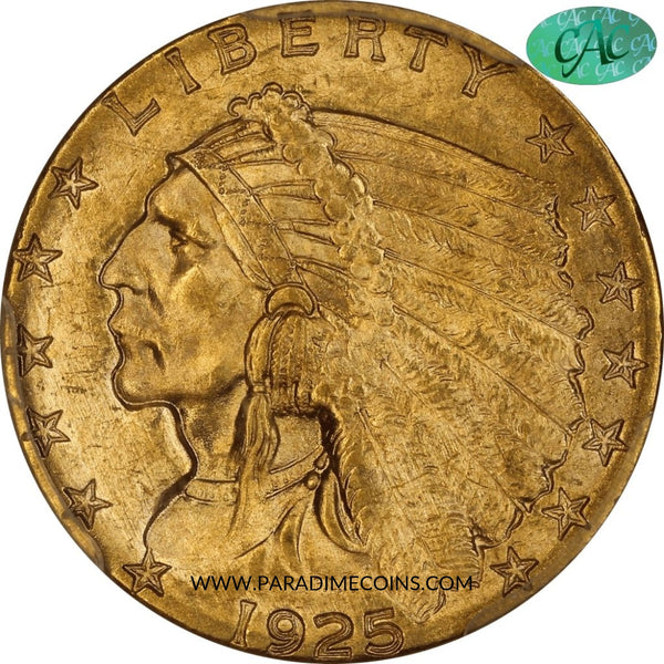 1925-D $2.5 MS64 PCGS CAC - Paradime Coins | PCGS NGC CACG CAC Rare US Numismatic Coins For Sale