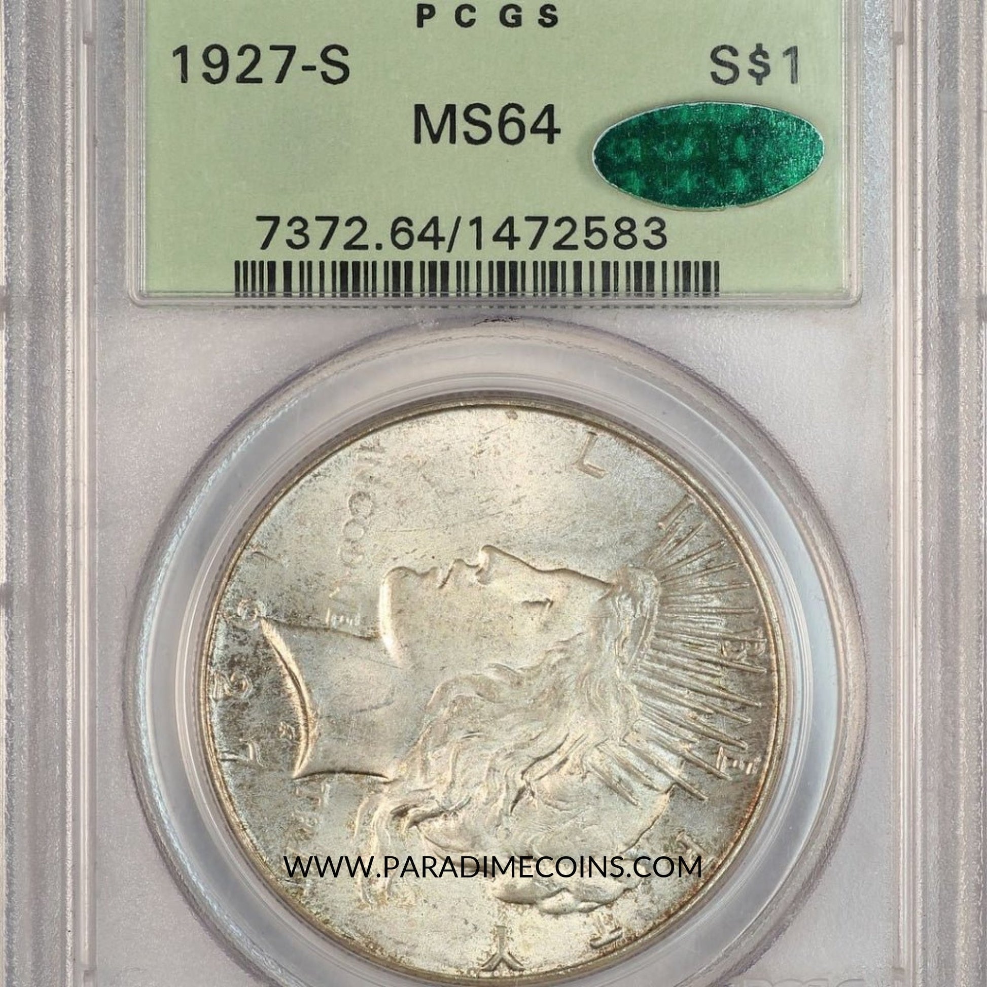 1927-S $1 MS64 OGH PCGS CAC - Paradime Coins | PCGS NGC CACG CAC Rare US Numismatic Coins For Sale