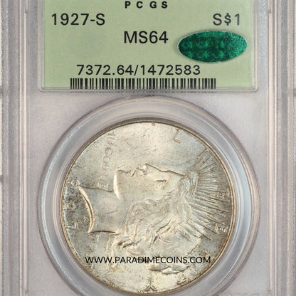 1927-S $1 MS64 OGH PCGS CAC - Paradime Coins | PCGS NGC CACG CAC Rare US Numismatic Coins For Sale