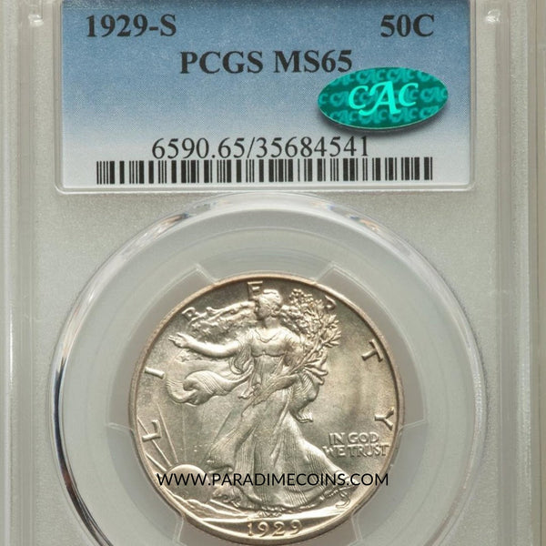 1929-S 50C MS65 PCGS CAC. - Paradime Coins | PCGS NGC CACG CAC Rare US Numismatic Coins For Sale