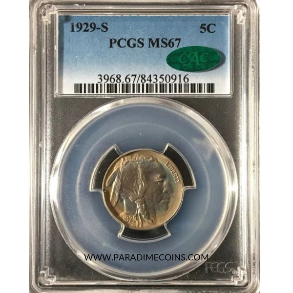1929-S 5C MS67 PCGS CAC - Paradime Coins | PCGS NGC CACG CAC Rare US Numismatic Coins For Sale