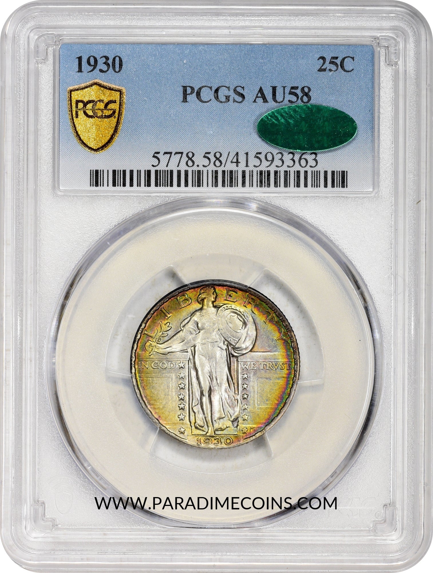 1930 25C AU58 PCGS CAC - Paradime Coins | PCGS NGC CACG CAC Rare US Numismatic Coins For Sale