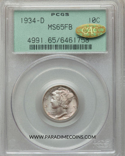 1934-D 10C MS65 FB GOLD CAC - Paradime Coins | PCGS NGC CACG CAC Rare US Numismatic Coins For Sale