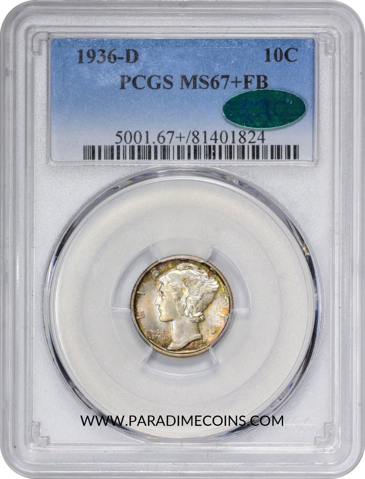 1936-D 10C MS67+FB PCGS CAC - Paradime Coins | PCGS NGC CACG CAC Rare US Numismatic Coins For Sale