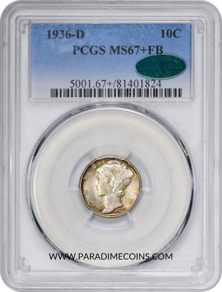1936-D 10C MS67+FB PCGS CAC - Paradime Coins US Coins For Sale