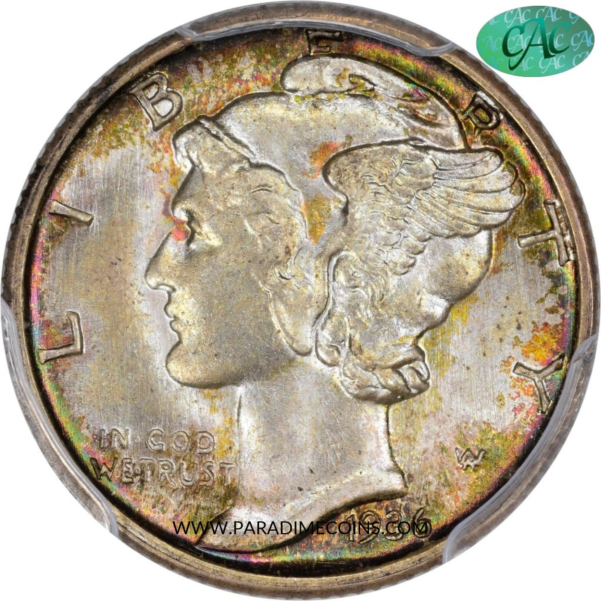1936-D 10C MS67+FB PCGS CAC - Paradime Coins US Coins For Sale