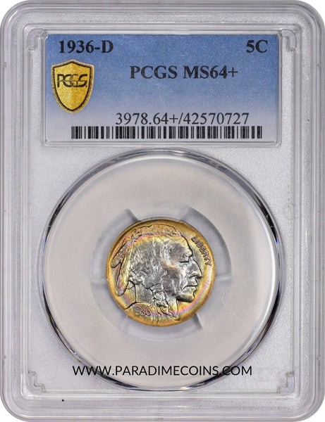 1936-D 5C MS64+ PCGS - Paradime Coins | PCGS NGC CACG CAC Rare US Numismatic Coins For Sale