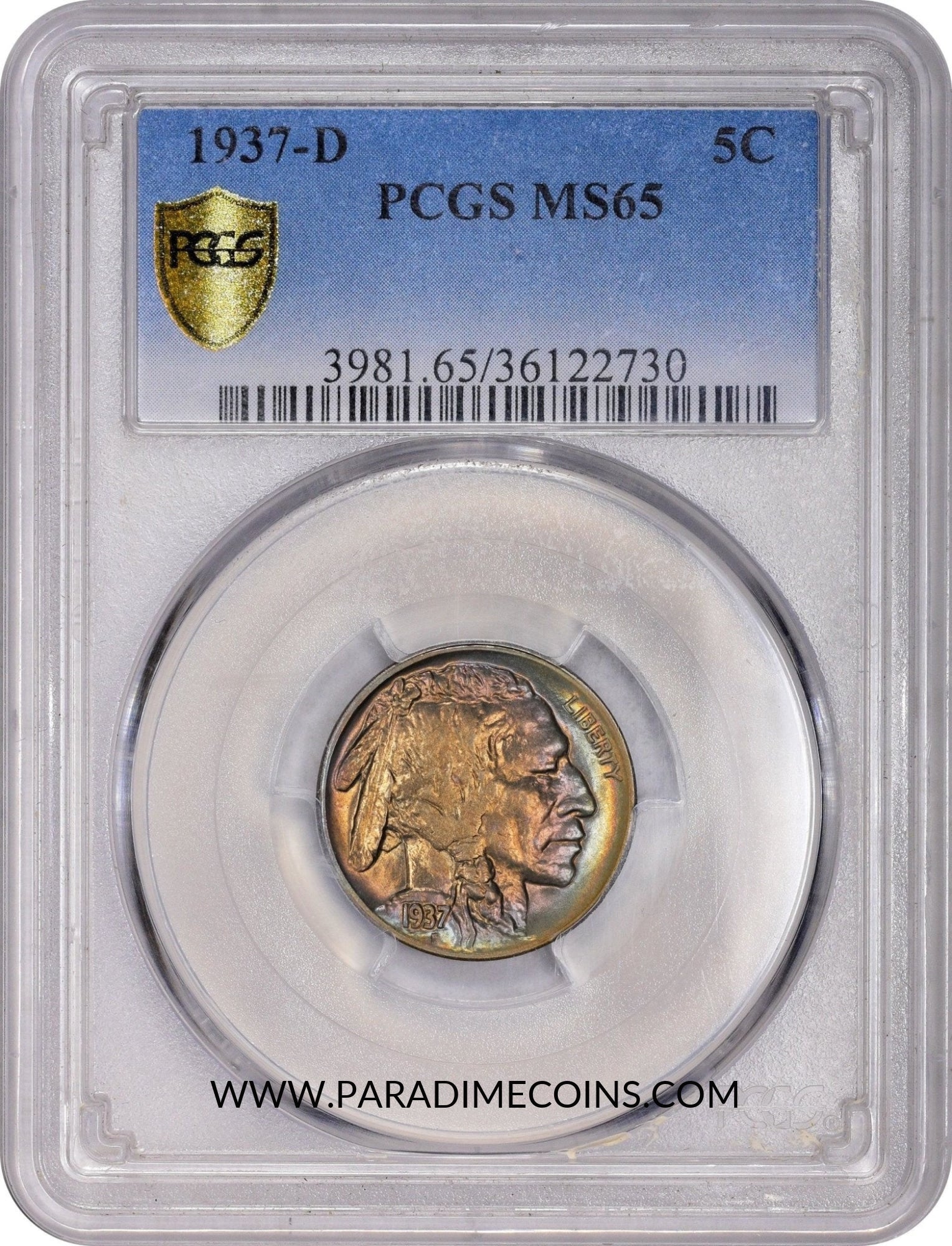 1937-D 5C MS65 PCGS - Paradime Coins | PCGS NGC CACG CAC Rare US Numismatic Coins For Sale