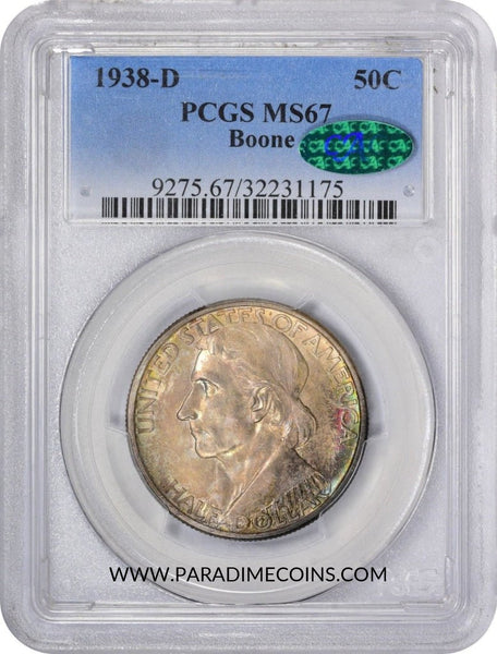 1938-D 50C Boone MS67 PCGS CAC - Paradime Coins US Coins For Sale