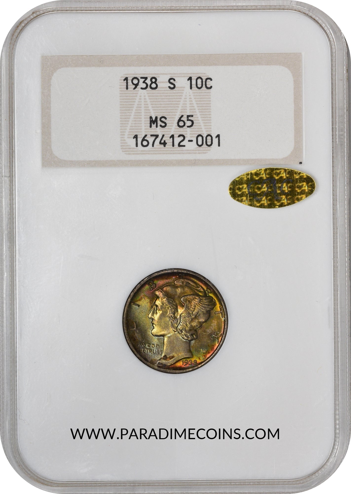 1938-S 10C MS65 NGC OH GOLD CAC - Paradime Coins | PCGS NGC CACG CAC Rare US Numismatic Coins For Sale