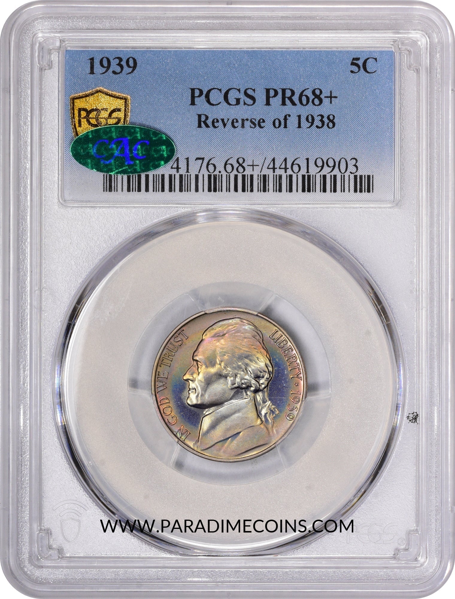 1939 5C REV. OF 38 PR68+ PCGS CAC - Paradime Coins US Coins For Sale