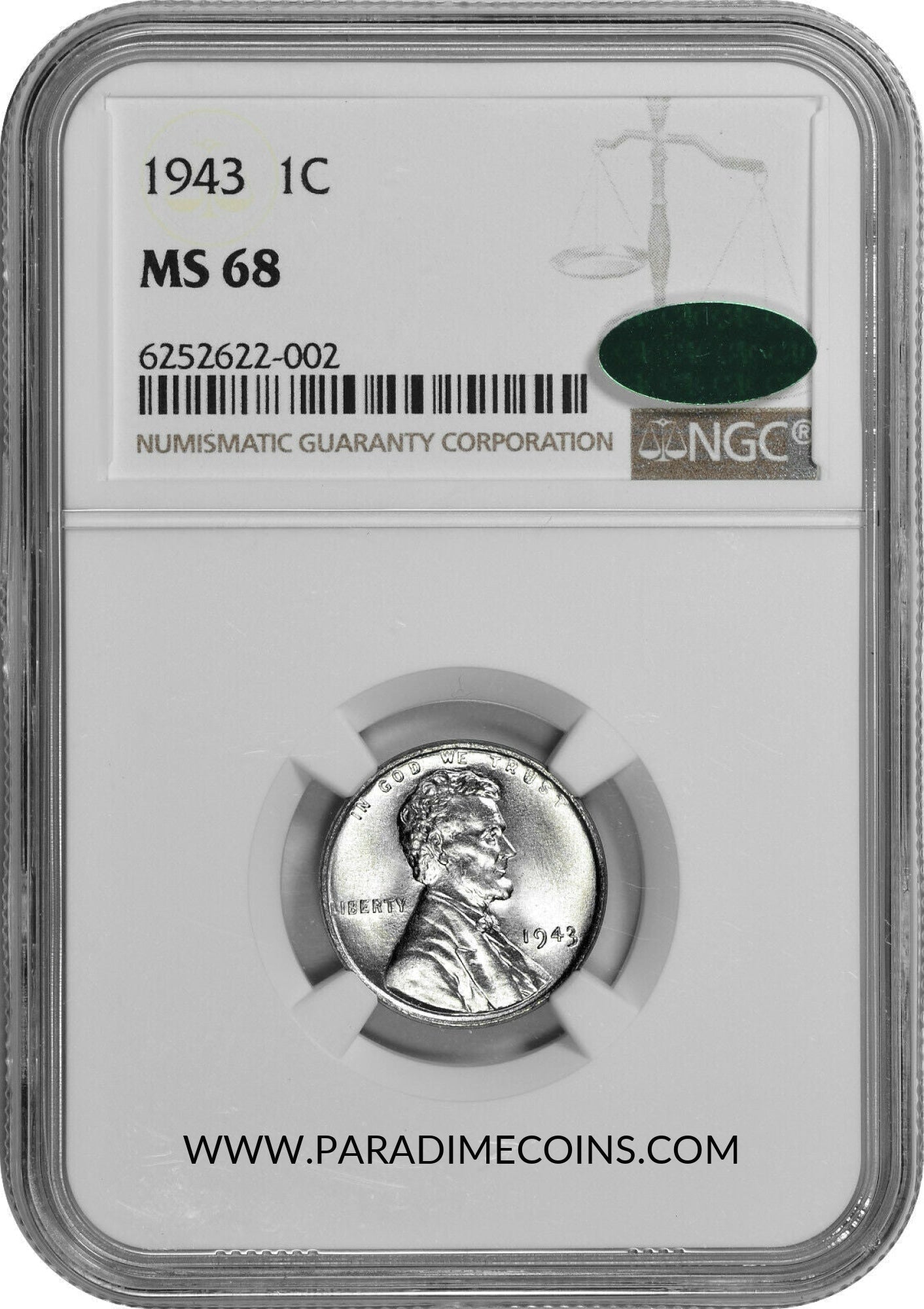 1943 1C MS68 NGC CAC - Paradime Coins US Coins For Sale