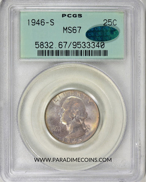 1946-S 25C MS67 OGH PCGS CAC - Paradime Coins | PCGS NGC CACG CAC Rare US Numismatic Coins For Sale