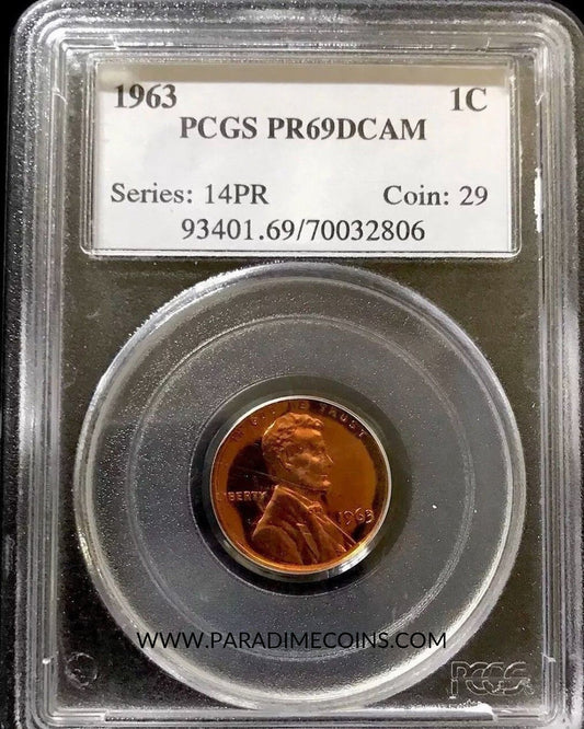 1963 1C PR69DCAM PCGS - Paradime Coins | PCGS NGC CACG CAC Rare US Numismatic Coins For Sale