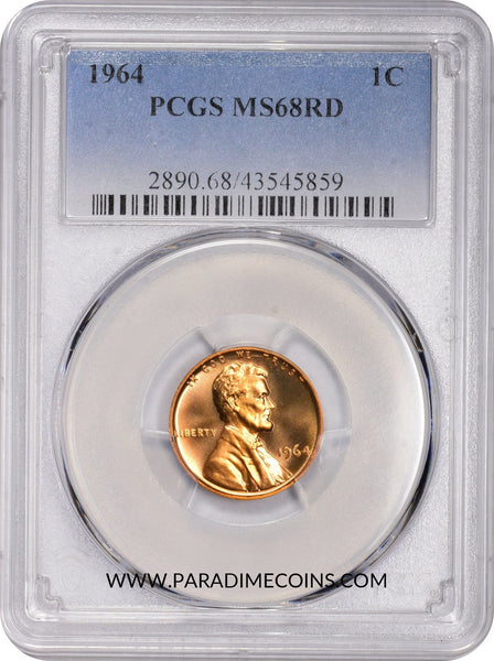 1964 1C MS68 RD PCGS - Paradime Coins | PCGS NGC CACG CAC Rare US Numismatic Coins For Sale