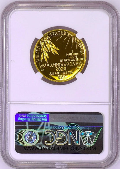 2020-W End of WW2 75th Anniversary First Releases G$25 Medal PF70UCAM NGC - Paradime Coins | PCGS NGC CACG CAC Rare US Numismatic Coins For Sale